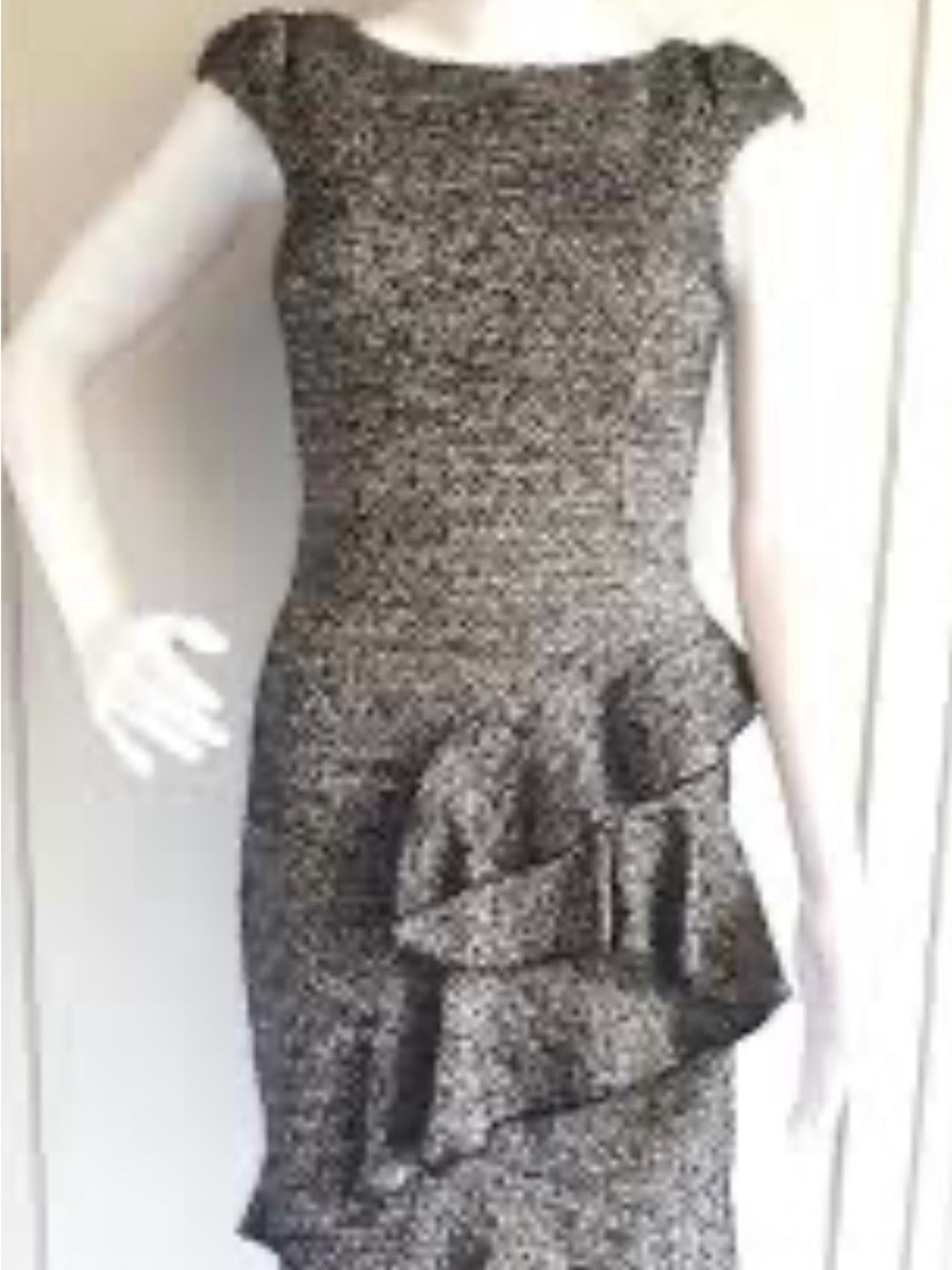 KAREN MILLEN TWEED DRESS I BLACK/ MULTI 8 Medium Wool Blend - Picture 2 of 16